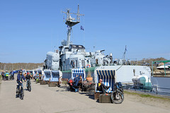 Peenemünde ist ein Ort und gleichnamige Gemeinde auf  der Insel Usedom im Landkreis Vorpommern-Greifswald in  Mecklenburg-Vorpommern;  Raketenkorvette Hans Beimler - Museumsschiff im Haupthafen.