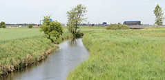 Lauf des Neuen Kanals beim Dorf Tuckhude, Neustadt-Glewe; Wiesen - im Hintergrund die A24 / Erlebnisstraße der deutschen Einheit.