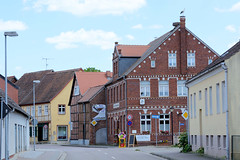 Die Hansestadt  Werben  (Elbe) ist eine Stadt im  Landkreis Stendal in Sachsen-Anhalt;  Hotel und Wohnhäuser in der Seehäuser Straße.
