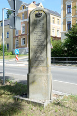 Annaberg-Buchholz ist eine   Kreisstadt im  Erzgebirgskreis in Sachsen;  Meilenstein.