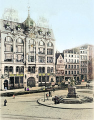 Historische Ansicht vom Gänsemarkt in der Hamburger Neustadt; Verlagsgebäude General Anzeiger, Lessingdenkmal.