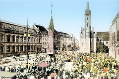 Historisches Motiv der Stadt Guben an der Lausitzer Neiße; Marktplatz.