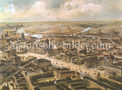 Historische Ansichten von Berlin; Panorama - Luftbild der Hauptstadt.