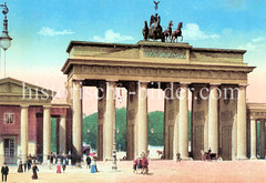 Historische Ansichten von Berlin; Brandenburger Tor - Pferdewagen.