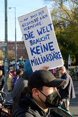 DEMO Aktionsbündnis umverteilen am 12.11.22 in Berlin; Protestschild - Die Welt braucht keine Milliardäre.