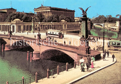 Historische Ansichten von Berlin; Friedrichsbrücke und Nationalgalerie.