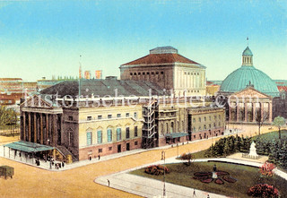 Historische Ansichten von Berlin; Opernhaus und Hedwigskirche.