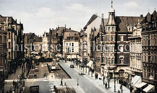 Historische Ansicht von der Kieler Holtenaustraße - Gründerzeitgebäude, Straßenbahn.