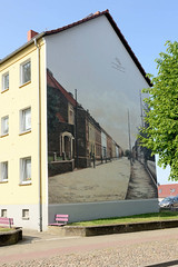 Fassadenmalerei, historischer Straßenzug -  Fotos von der Stadt Lychen im Landkreis Uckermark in Brandenburg.