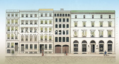 Historische Ansicht von der Straße Neue Burg - Neubauten in der Hamburger Altstadt.