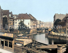 Blick über den Spreekanal zur Friedrichsgracht / Gertraudenbrücke (ca. 1885)  - historische Motive von Berlin.