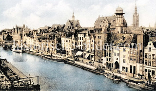 Altes Bild von Danzig, Blick über die Mottlau - Kaianlagen und Türme der Stadt (ca. 1920).