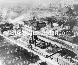 Historische Luftansicht der Müllverbrennungsanlage Alter Teichweg - die Anlage wurde 1910 am Osterbekanal in Hamburg Dulsberg eröffnet.