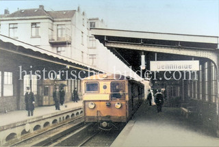 Hochbahnstation Dehnhaide - historisches Foto aus dem Hambuger Stadtteil Barmbek-Süd, Bezirk Hamburg Nord.