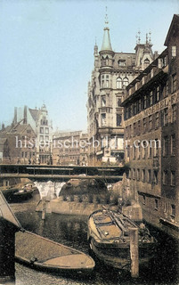 Herrengrabenfleet an der Ellerntorsbrücke  - historisches Foto aus dem Hambuger Stadtteil Neustadt, Bezirk Hamburg Mitte.